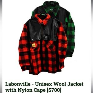 Labonville green and Black Wool Jacket with Nylon Cape